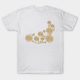 Golden and Beige abstract floral illustration T-Shirt